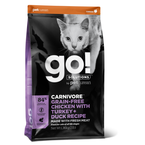 GO! Poulet+Dinde+Canard 7,3kg court Cat CARNIVORE GF